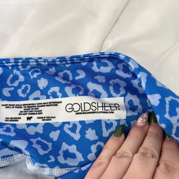 Womens Medium M Goldsheep Shorts Athletic Bermuda Biker Cheetah Print Blue - Picture 5 of 6
